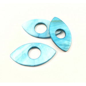 Flat marquise mother-of-pearl shell blue bead*